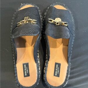 River Island Black and Gold Chain Mules
